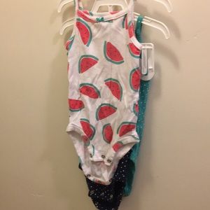 3 pack Carter's tank bodysuits 6M